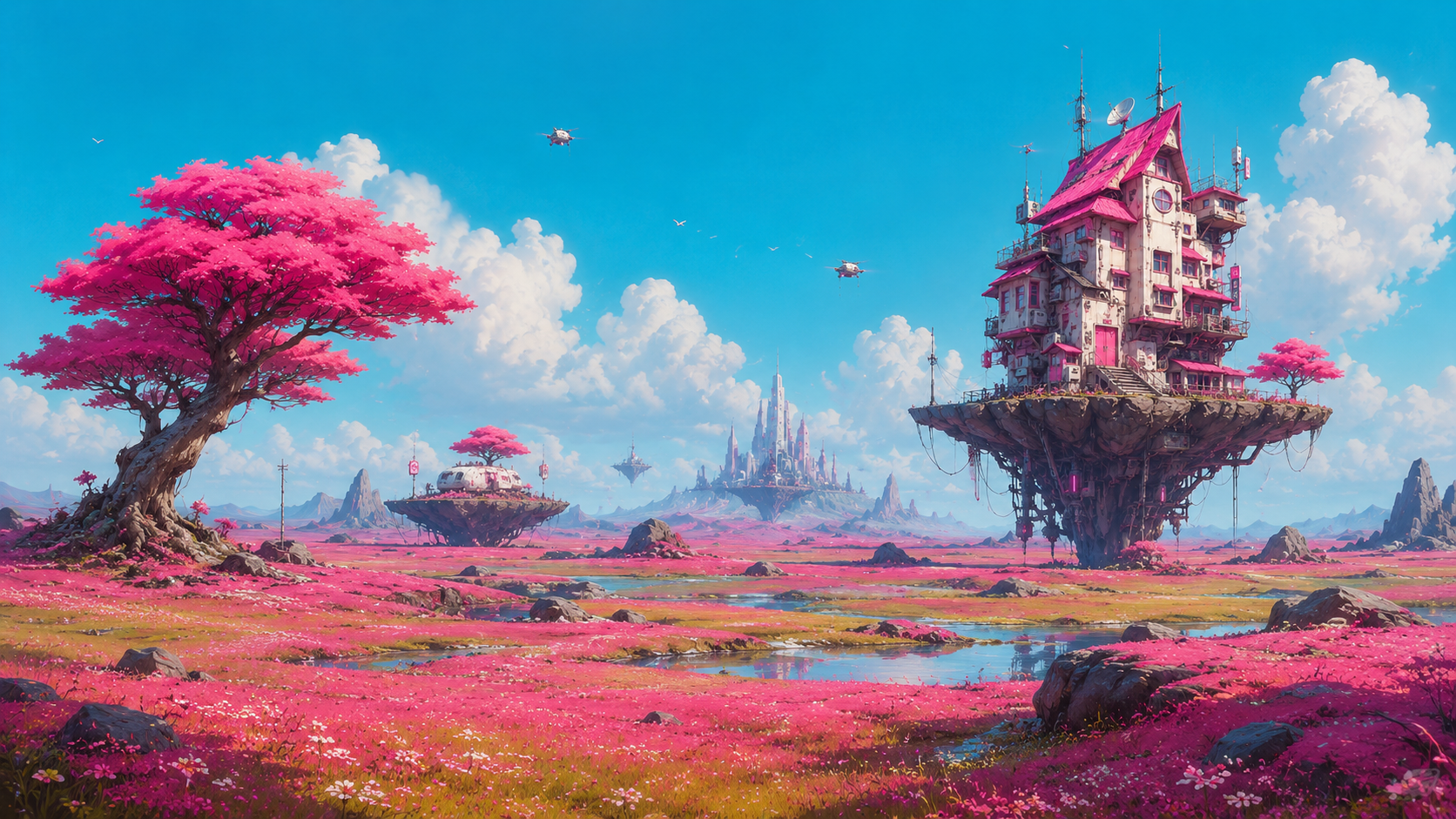 Bloomfields — vast pink frontier terrain